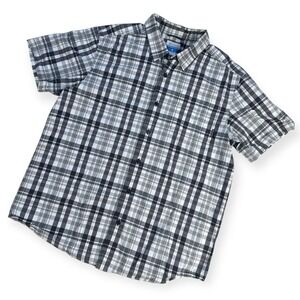Columbia Men's Plaid Short Sleeve Button Up Hike Camp Shirt Size XL Gray White